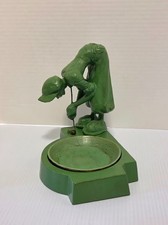 Frankart Golf Ashtray Antique Art Deco Green Golfer Cast Spelter 1920-1930 picture