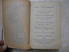 Antique 1890 New Testament The Four Gospels Comentary Society Promoting Chrstian picture
