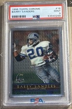 1996 Topps Chrome Barry Sanders  #16 HOF DETROIT LIONS PSA 9 Low Pop No 10s picture