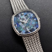 Rare Vintage Elgin Opal Mosaic Dial Swiss Made Men's Quartz Watch FK-266S-4 picture