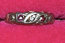 Vintage Victorian 14k Solid Gold Ring With A Diamond, Red Ruby, And A Pink Ruby picture