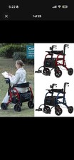 All-Terrain ELENKER 2 in 1 Deluxe Medical Aid Rollator Walker Rolling Wheelchair picture