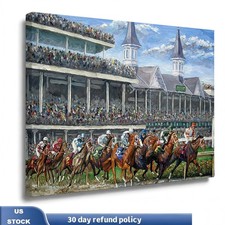 Vintage Horse Racing Poster, Kentucky Derby Churchill Downs, Canvas Wall Art picture