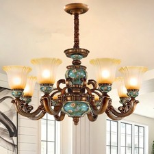 Luxury European Retro Resin Chandelier 8 Lights Frosted Glass Ceiling Lighting picture