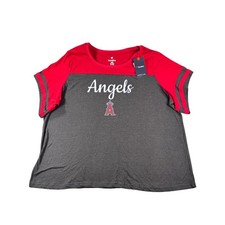 Fanatics Los Angeles Angels MLB Colorblock T-Shirt Red Gray Women 3X NEW picture