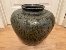 HTF Large Bill Campbell Studio Art Pottery Vase Blue Drip Glaze Purple Flambeaux picture