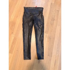 Spanx Faux Leather Leggings Black High Waist Shaping Size Large Petite L/G P picture