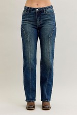 Judy Blue Full Size Seam Detail Straight Leg Jeans Plus Size -  picture