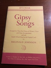 Dvorak Gipsy Songs Three-Part Chorus Women's Voices Reginald Johnson Book 1964 picture