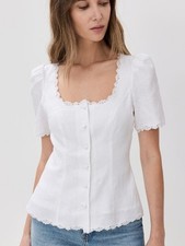 NEW Reformation anabella scoop neck white linen top size 0 picture