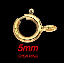 5mm STANDARD WEIGHT 14k Solid Yellow Gold Spring Ring Clasp OPEN Jump Italy picture