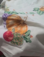 Vintage Hand Embroidered Thanksgiving Tablecloth picture