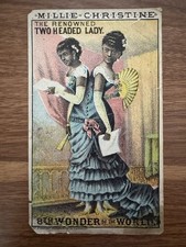1883 Millie-Christine Two-Headed Lady Trade Card Strobridge Litho Circus Ad picture