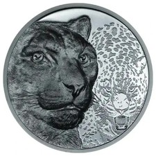 2024 Mongolia SNOW LEOPARD Wild Mongolia 2 oz Silver High Relief Black Proof picture