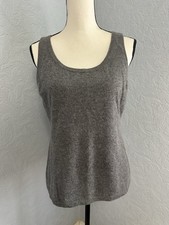 Garnet Hill Size Large Grey 100% Cashmere Scoop Neck Sweater Tank Sleeveless D13 picture