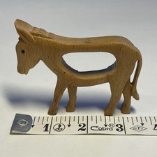Handmade Hand Carved 3”x3.5” Wooden Donkey With Hole As Handle picture