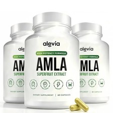 3x Alevia Organic Amla Capsules 1000mg Indian Gooseberry Antioxidant Supplement picture