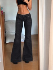 Teddy Smith Bootcut Flared Leg Fit Jeans Black Denim Low Rise Vintage Early... picture