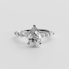 2.18 Ct F VS1 Pear Lab Grown Diamond Ring IGI Certified 14k White Gold picture