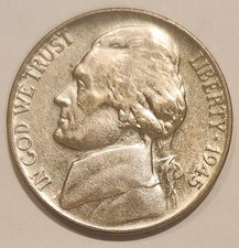 1945-P Jefferson Nickel Choice Coin, (AU to Uncirculated) picture