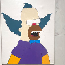 Hand-Painted Cartoon Pop Art Character Canvas Painting Unframed 29 x 23 in picture