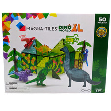 Magna-Tiles Dino World XL 50pc Multicolor Magnetic Building Construction Toy Set picture