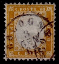 1862 - EFFIGY c. 10 TOOTH, USED with Bologna stamp EXCELLENT CENTERING picture