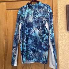 HUK Women's Q Zip Fishing Shirt Sz Large UV Protection Colorful Lightweight picture