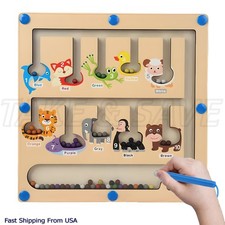 Magnetic Color and Number Maze, Montessori Wooden Toddler Magnet Puzzle Game picture
