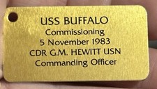 RARE 1983 USS Buffalo SSN-715 Commissioning Aluminum Tag Navy Submarine picture