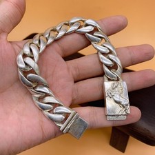Men's 925 Silver Bracelet. Length 8.6 Inches picture