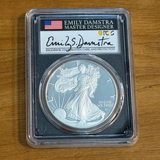 2021-S American Silver Eagle Type 2 PCGS PR70DCAM Emily Damstra Signed FDI picture