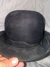 Antique Dunn & Co Black Bowler Hat Size 7 Fitted Formal Occasion Lined Interior picture