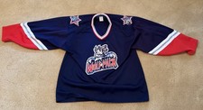 Bauer Hartford Wolf Pack Men's Hockey Jersey Size L Blue Red White picture