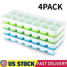 Ice Cube Tray with Lid, 4 Pack Durable Stackable Ice Cube Trays for Freezer with picture
