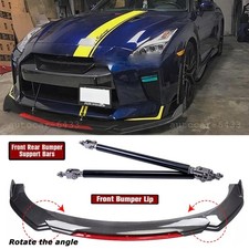 For Nissan Skyline GTR Front Bumper Lip Splitter Strut Rods CARBON FIBER Style picture