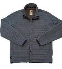 RELWEN Mens L Wind Zip Snap Button Quilted Jacket-Gun Metal Blue picture