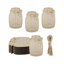 20pcs Wooden Mason Jars Shaped Cutouts DIY Craft Bottle Unfinished wood color picture