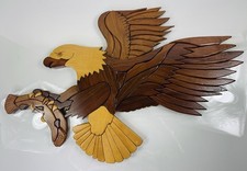 Vintage Handcrafted Intarsia Bald Eagle Wall Wood Art 1997 Size 19