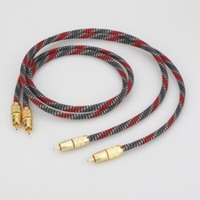 Pair OFC Silver Plated Wire Gold Plated Plug HIFI Audio RCA Interconnect Cable picture