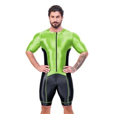 AMORESY Men's Tracksuits Jumpsuits Shiny Glossy Bodysuit Romper Overalls Suits picture