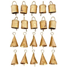 20 Rustic Gold Cow Bells - Small Metal Jingle Bells for Crafts, Holiday Decor, D picture