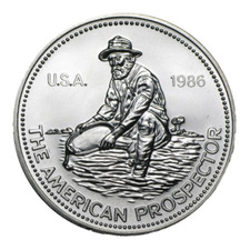 Vintage 1986 Engelhard American Prospector - 1 oz .999 Fine Silver Round picture