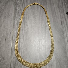 Vintage Veronese Graduated 18K Gold Plated 925 Italian Silver Necklace 17.5 in picture