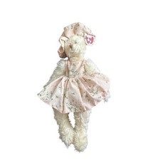 TY Collectible Nola Bear Plush Pink Floral Dress And Hat Full Jointed 1993 picture