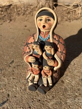Vintage Carol Lucero Jemez Pueblo Pottery Painted Storyteller Doll Figurine 6” picture