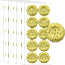 Gersoniel 100 Pcs Gold Embossed Envelope Seals Adhesive Foil picture