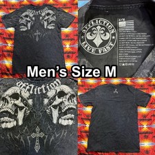Y2K Vintage Affliction Live Fast Skulls Gray T-Shirt Men’s Size Medium picture