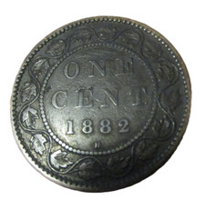 1882 Canada Large One Cent Queen Victoria Extremely Higher Grade Coin F-VF picture