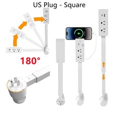 Desktop Power Strip Rotating Wall Outlet Extender Adjustable Length Nightstand picture